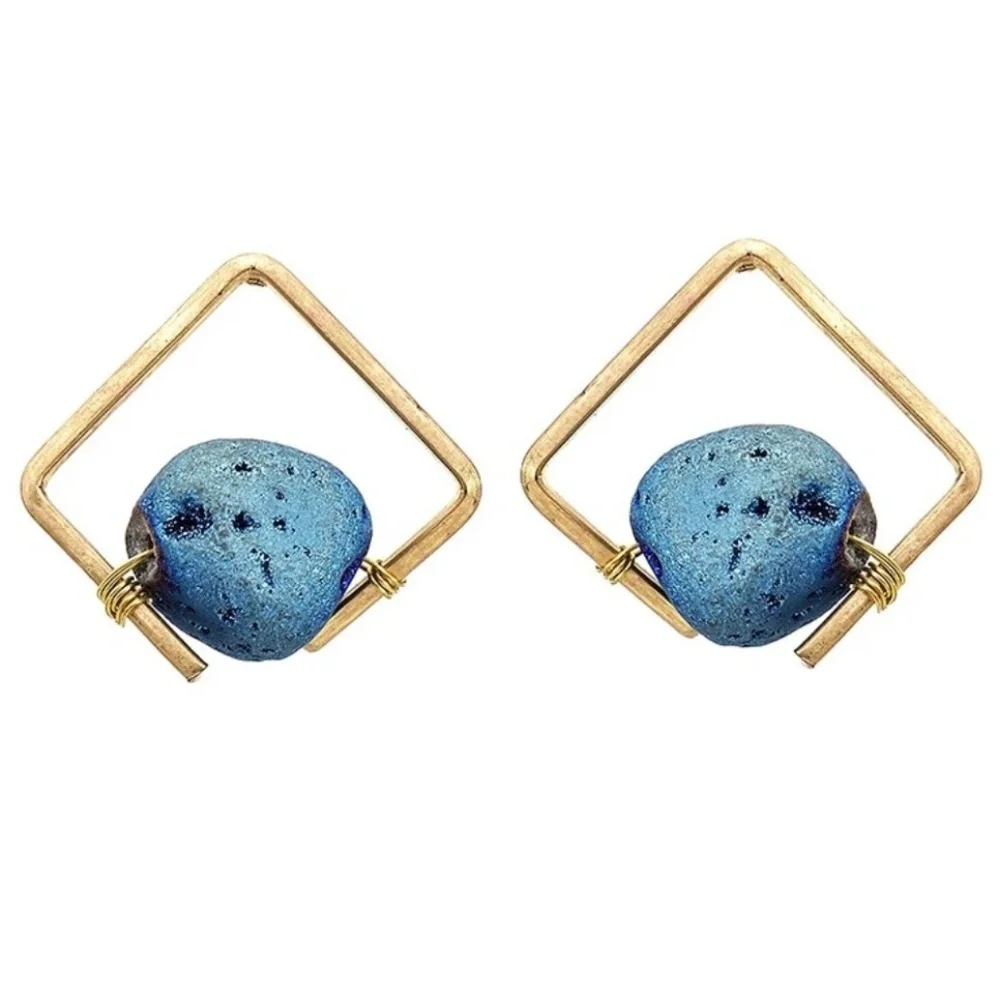 Geometric natural stone earrings - Picture 2 of 4